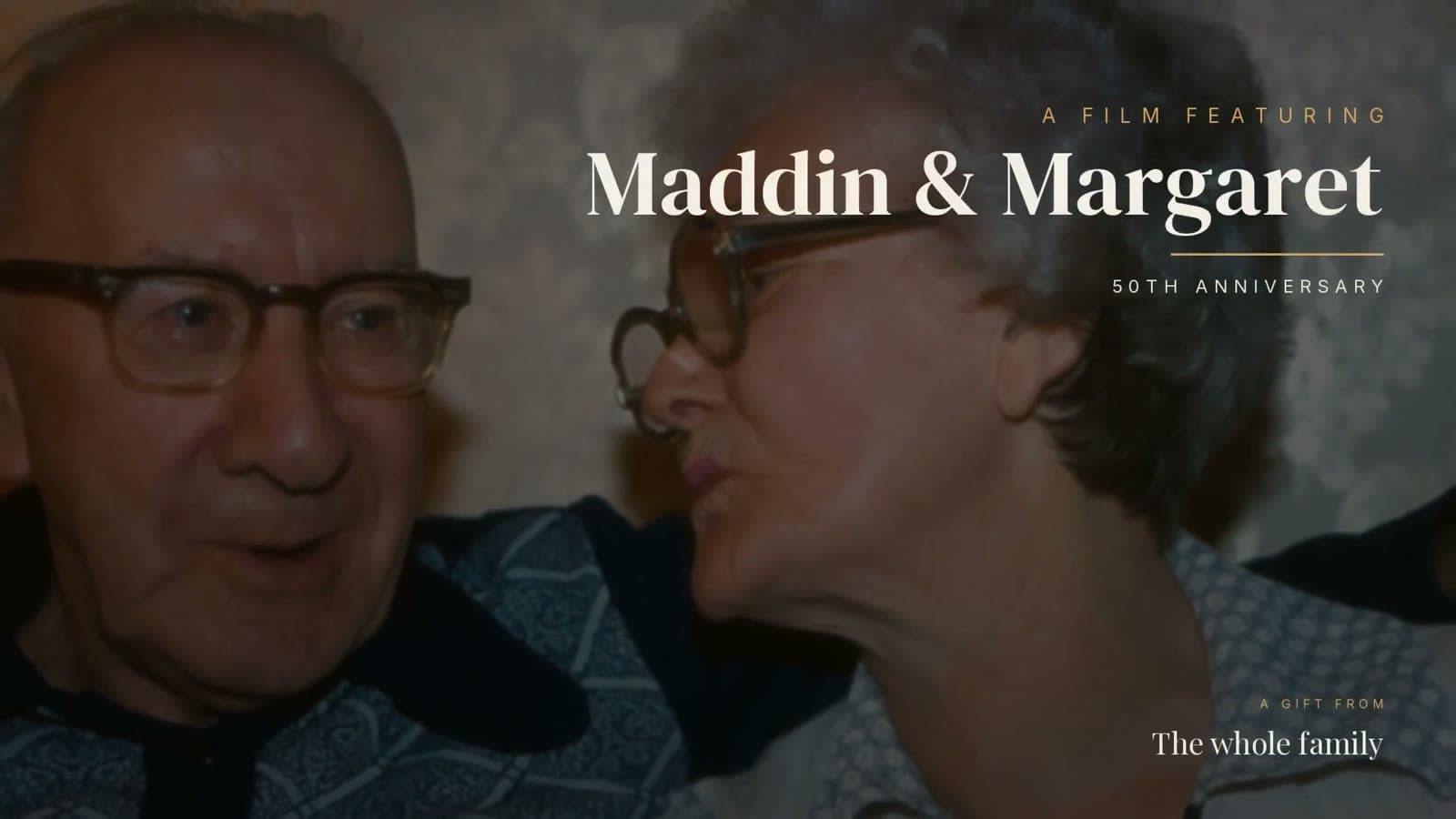 Title card from a real Memoir film: Maddin & Margaret — 50th Anniversary